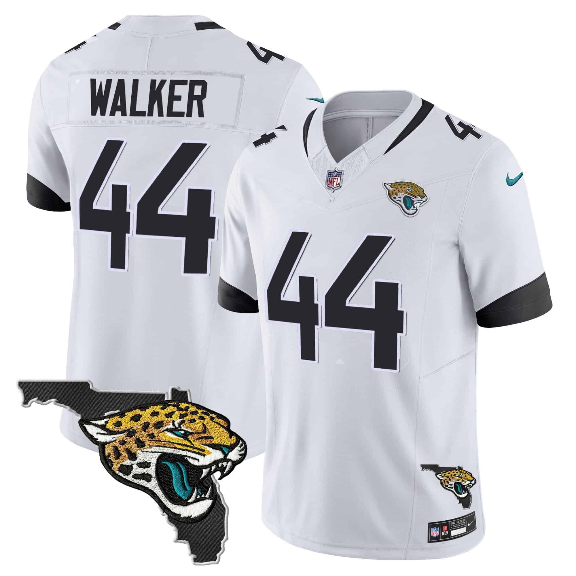 Men Jacksonville Jaguars 44 Walker White 2024 Nike Florida Patch Vapor NFL Jersey
